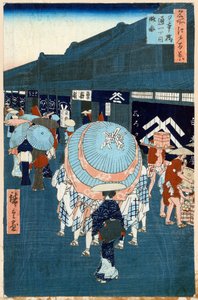 Udsigt over First Street på Nihonbashidori One Hundred Famous Views of Edo, 1856-1858. af Utagawa Hiroshige