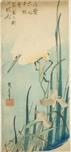 Hvid hejre og iris af Utagawa Hiroshige