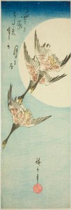 Vilde gæs, der flyver over fuldmåne af Utagawa Hiroshige