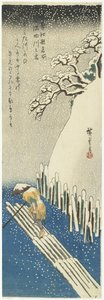 Vinter: Sne over Sumida-floden, ca. 1834