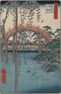 Wisteria ved Kameido Tenjin Shrine fra serien One Hundred Famous Views of Edo af Utagawa Hiroshige