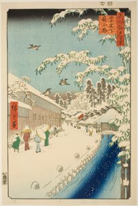 Yabu Street ved foden af Atago Hill (Atagoshita yabukoji), fra serien "One Hundred Famous Views of Edo (Meisho Edo hyakkei)" af Utagawa Hiroshige