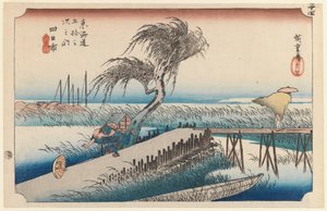 Yokkaichi, San Cho Kwa, Station 44, fra serien Fifty-three Stations of the Tokaido Highway, 1834 (træblok i farver) af Utagawa Hiroshige