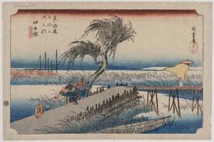 Yokkaichi: Udsigt over Mie-floden, fra serien The Fifty-Three Stations of the Tōkaidō af Utagawa Hiroshige