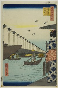 Yoroi-færgen, Koami-cho (Yoroi no watashi Koami-cho), fra serien "Hundrede berømte udsigter over Edo (Meisho Edo hyakkei)" af Utagawa Hiroshige