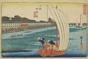 »Sandbank ved Ōhashi« fra serien »Fremragende udsigter over Edo« af Utagawa Hiroshige