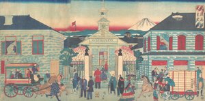Illustration af udenlandske boliger og den katolske kirke i Yokohama Yokohama..., 10. måned, 1870.