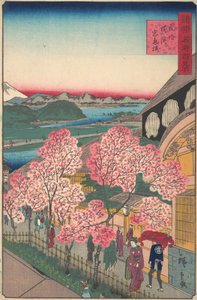 Indgang til Gankiro Tea House i Miyozaki District, Yokohama, Bushu, 3. måned, 1859.