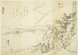 Skitse til efterårsmånen ved Ishiyama-templet (Ishiyama no shugetsu), fra serien "Eight Views in Omi Province (Omi hakkei)" af Utagawa Hiroshige II