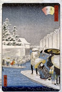 Både under sneen, Japan - Hiroshige print