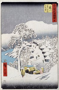 Karakterer under sneen, Japan - Japansk tryk af Hiroshige Utagawa - 1800-tallet