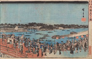 Fyrværkeri på Ryogoku af Utagawa II Hiroshige