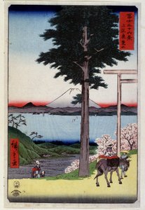 Mount Fuji behind a sequoia - Japanese print by Hiroshige Utagawa af Utagawa II Hiroshige