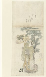 Ung kvinde, der spiller Battledore af Utagawa Kunihiro