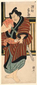Fragment: Sawamura Sojuro trækker sit sværd af Utagawa Kuninao