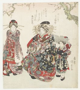 Kurtisane med to tjenestepiger af Utagawa Kunisada (I)