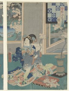 Den tredje måned Yayoi (titel på objekt) Moderne Genji-historier i løbet af de tolv måneder (serietitel) Imayo Genji junikagetsu no uchi (serietitel på objekt) af Utagawa Kunisada (I)