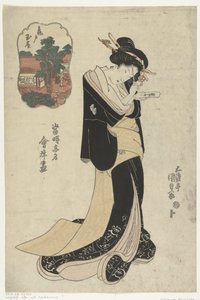Tamaya-restauranten i Kameido Kameido Tamaya (titel på objekt) Billeder af moderne berømte restauranter (serietitel) Toji komei kaitei ga (serietitel på objekt) af Utagawa Kunisada (I)