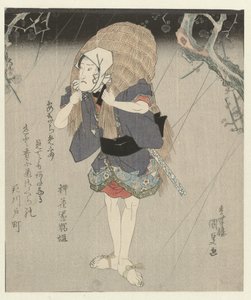 Mand i stråregnfrakke af Utagawa Kunisada (I)
