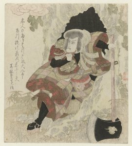 Mand med økse stiger ud af et træ af Utagawa Kunisada (I)