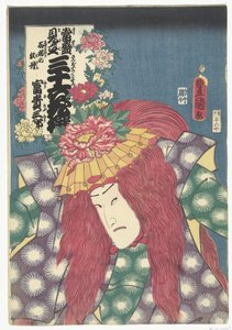 Pæoner fra Shakkyo Shakkyo no botan, Fukisaburo (titel på objekt) Nutidige referencer til de 36 digtere. (serietitel) Tosei mitate sanjurokkasen. (serietitel på objekt) af Utagawa Kunisada (I)