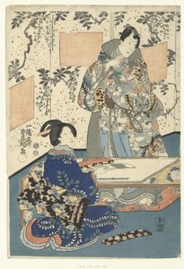 Prins Genji og hofdame af Utagawa Kunisada (I)