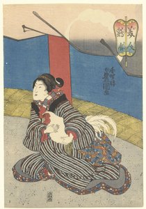 Skønheder ved en hanekamp Bijin toriawase (titel på objekt) af Utagawa Kunisada (I)