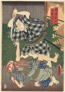 Seibei dræbt af Kyûshichi. af Utagawa Kunisada (I)