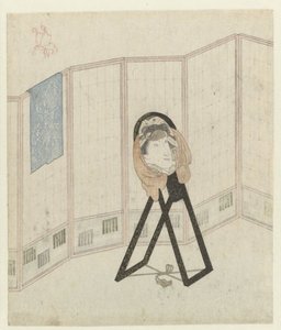 Spejl ved rumdeler af Utagawa Kunisada (I)