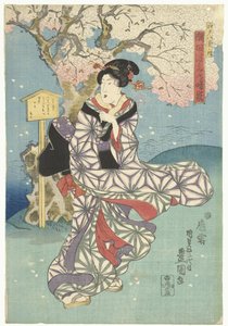 Stormfuld dag ved Sumida-floden Eight Views of Edo (serietitel) Edo hakkei no uchi (serietitel på objekt) af Utagawa Kunisada (I)