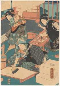 Kvinder laver billeder (midterste del) af Utagawa Kunisada (I)