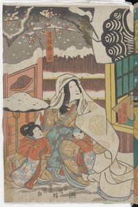 (Scene fra et kabuki-stykke om Yoshitsune) af Utagawa Kunisada