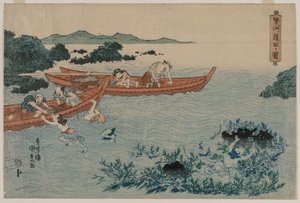 Abalone Divers ud for Ise-kysten, fra en Untitled Landscape-serie af Utagawa Kunisada