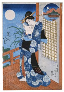 Efterårsmåne over Miho af Utagawa Kunisada