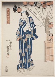 Lanternesælger (Andon-uri) (træbloktryk i farver) af Utagawa Kunisada