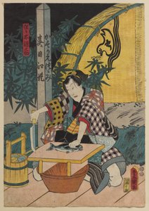 Scene fra et Kabuki-skuespil af Utagawa Kunisada