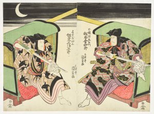 Sværdkamp om natten af Utagawa Kunisada