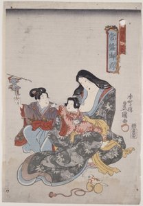 Tokiwa Gozen og hendes børn af Utagawa Kunisada