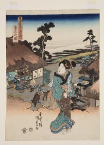 Udsigt over Kuwana (Kuwana no zu) (træblok i farver) af Utagawa Kunisada