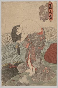 Kvindedykker kæmmer sit hår af Utagawa Kunisada