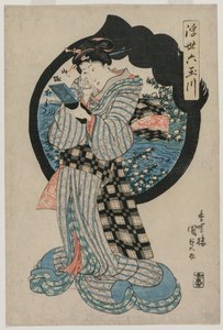 Woman with a Hand Mirror fra serien The Six Tama Rivers of the Floating World, ca. begyndelsen af 1830