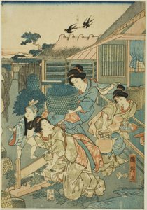 Stor velstand på silkefarmen (Kaikoya Daihanjono Zu) af Utagawa Kunisato