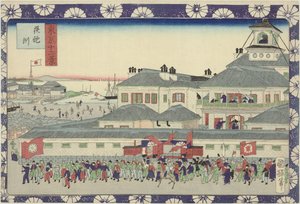 Indgang til Tsukiji-hotellet Teppozu (titel på objekt) Tolv udsigter over Tokyo (serietitel) Tokyo Jun Kei (serietitel på objekt) af Utagawa Kuniteru II