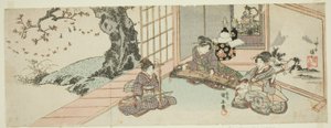 Damer, der spiller instrumenter af Utagawa Kuniyasu
