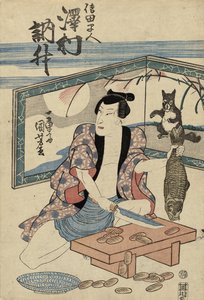Skuespiller Sawamura Tosshu som Shida Hayato, efter 1832 (træblok i farver) af Utagawa Kuniyoshi
