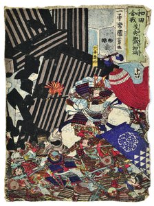 Asahina Saburo Yoshihide bryder den store port ned af Utagawa Kuniyoshi