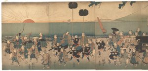 Drenge, der leger daimyō-optog af Utagawa Kuniyoshi