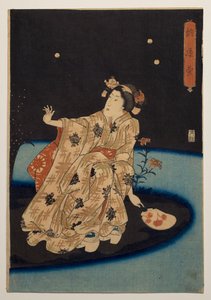 Fangst af ildfluer i aftenens kølighed af Utagawa Kuniyoshi
