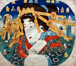 Courtesan Series: Modern Three Hardships for Women (Tōsei sanpukutsui), ca. 1833 af Utagawa Kuniyoshi