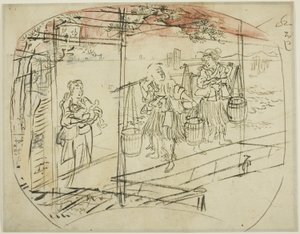 Indsamling af saltvand på stranden af Utagawa Kuniyoshi